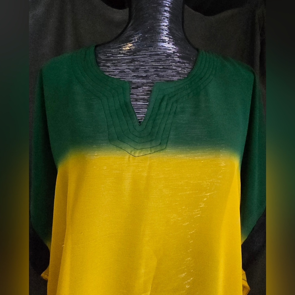 Green and Yellow Women's Bathing Suit Cover Up